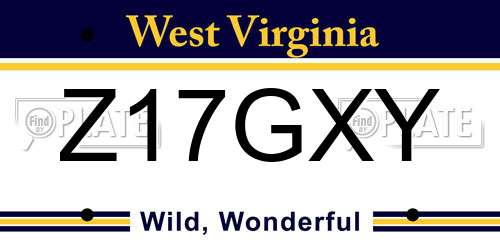 Z17GXY West Virginia License Plate
