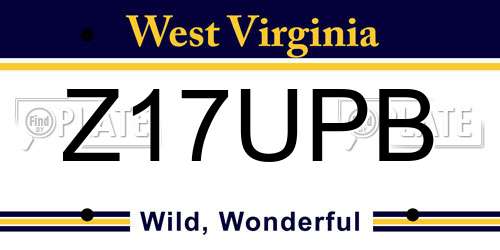 Z17UPB West Virginia License Plate