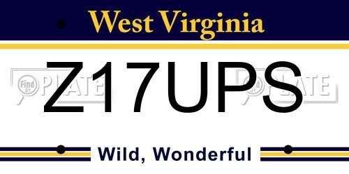 Z17UPS West Virginia License Plate