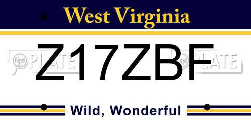 Z17ZBF West Virginia License Plate
