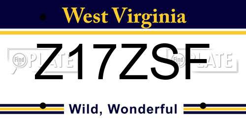 Z17ZSF West Virginia License Plate