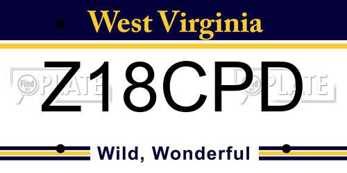 Z18CPD West Virginia License Plate