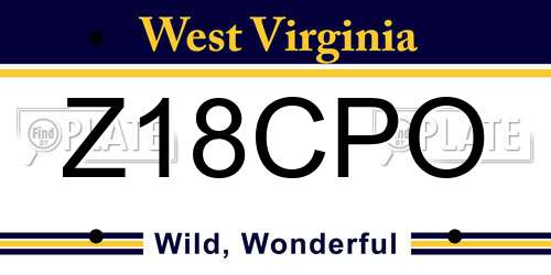 Z18CPO West Virginia License Plate