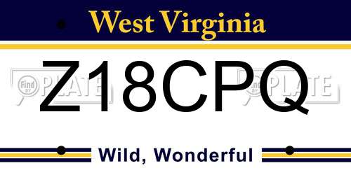 Z18CPQ West Virginia License Plate
