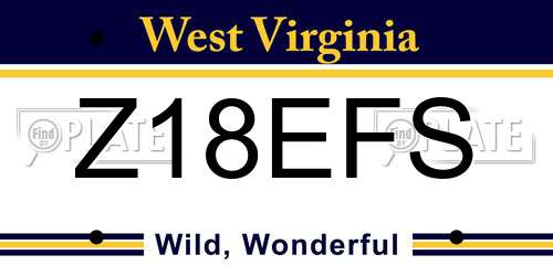Z18EFS West Virginia License Plate