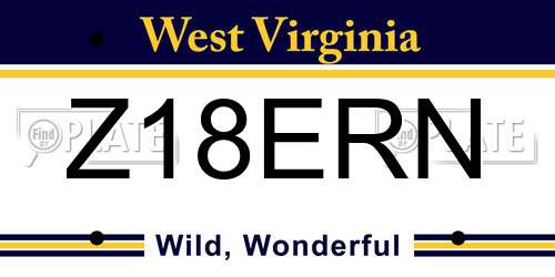 Z18ERN West Virginia License Plate