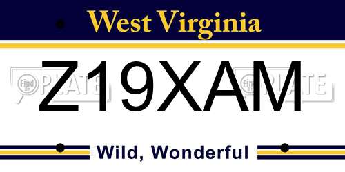 Z19XAM West Virginia License Plate