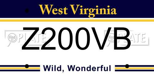 Z200VB West Virginia License Plate