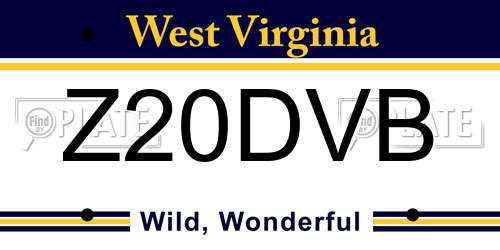 Z20DVB West Virginia License Plate