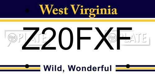 Z20FXF West Virginia License Plate