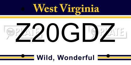 Z20GDZ West Virginia License Plate