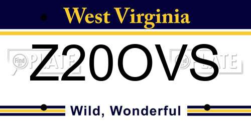 Z20OVS West Virginia License Plate