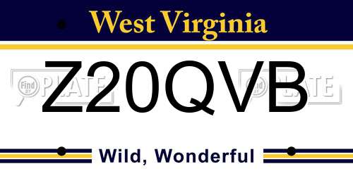 Z20QVB West Virginia License Plate