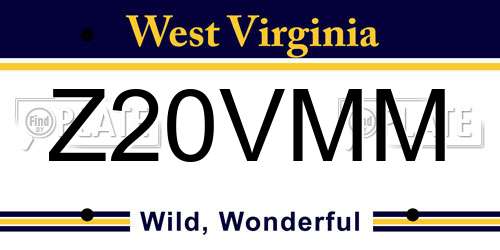 Z20VMM West Virginia License Plate