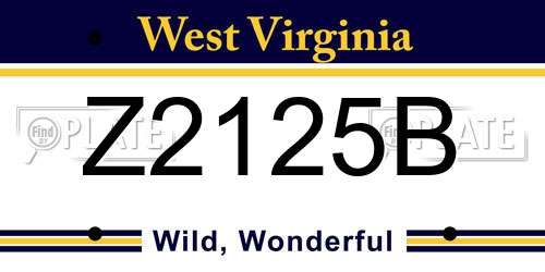 Z2125B West Virginia License Plate