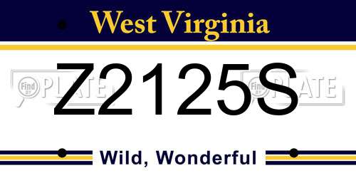 Z2125S West Virginia License Plate