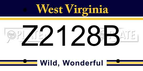 Z2128B West Virginia License Plate