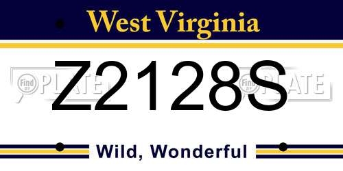 Z2128S West Virginia License Plate