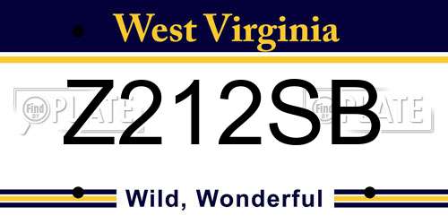 Z212SB West Virginia License Plate