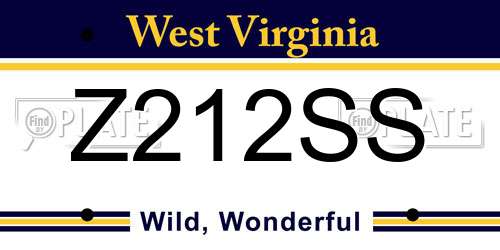 Z212SS West Virginia License Plate