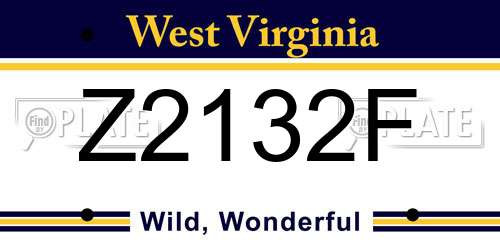 Z2132F West Virginia License Plate
