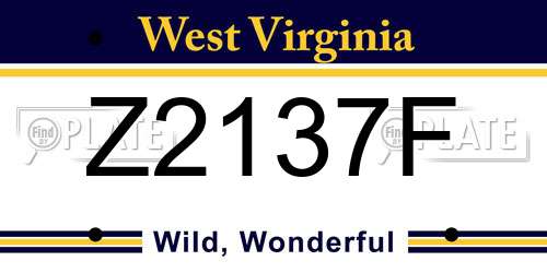 Z2137F West Virginia License Plate