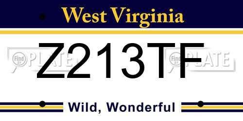 Z213TF West Virginia License Plate