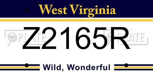 Z2165R West Virginia License Plate