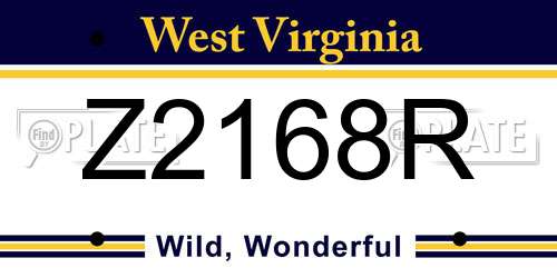 Z2168R West Virginia License Plate