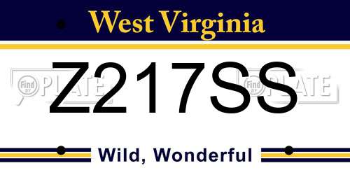 Z217SS West Virginia License Plate