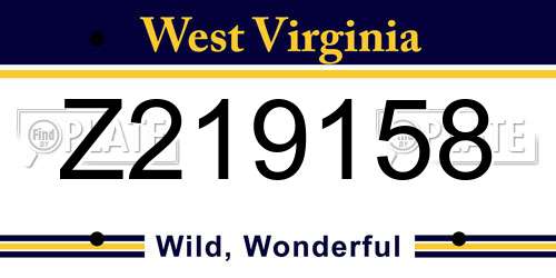 Z219158 West Virginia License Plate