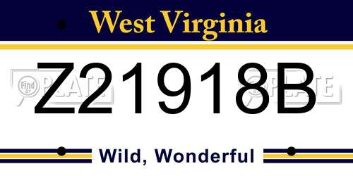Z21918B West Virginia License Plate