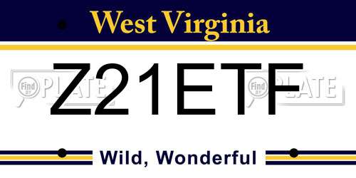 Z21ETF West Virginia License Plate