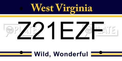 Z21EZF West Virginia License Plate