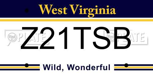 Z21TSB West Virginia License Plate