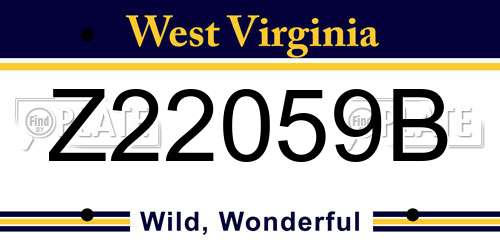 Z22059B West Virginia License Plate