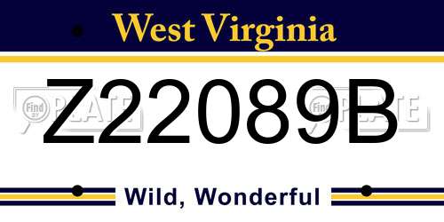 Z22089B West Virginia License Plate
