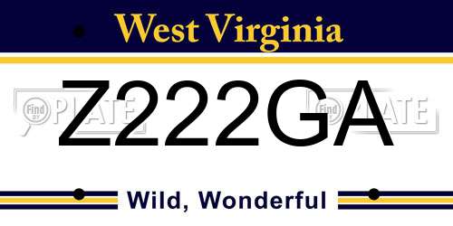 Z222GA West Virginia License Plate