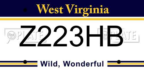 Z223HB West Virginia License Plate