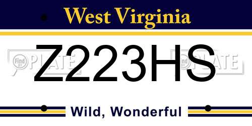 Z223HS West Virginia License Plate