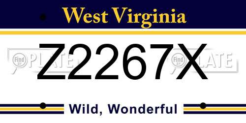 Z2267X West Virginia License Plate