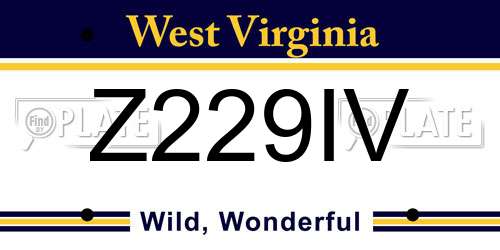 Z229IV West Virginia License Plate