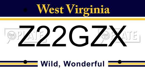 Z22GZX West Virginia License Plate