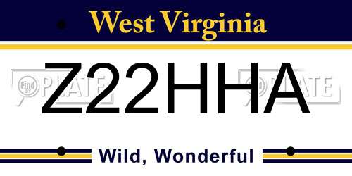 Z22HHA West Virginia License Plate