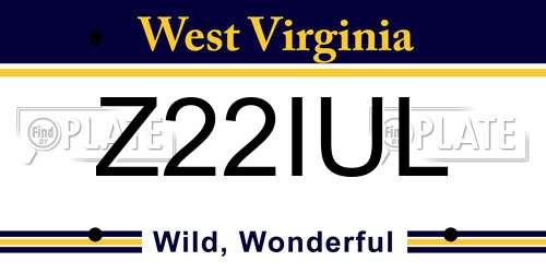 Z22IUL West Virginia License Plate