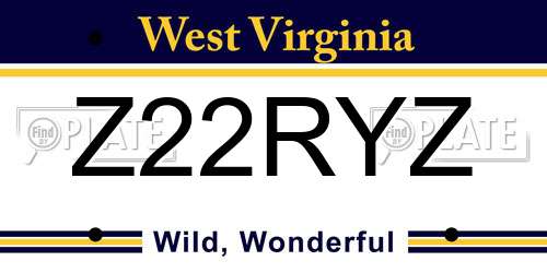 Z22RYZ West Virginia License Plate