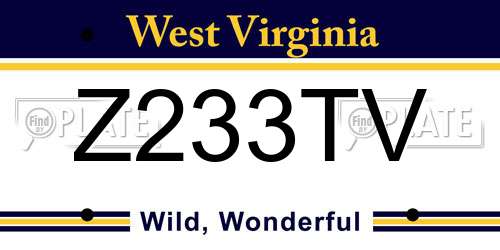 Z233TV West Virginia License Plate