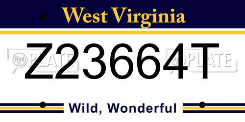Z23664T West Virginia License Plate