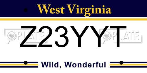 Z23YYT West Virginia License Plate
