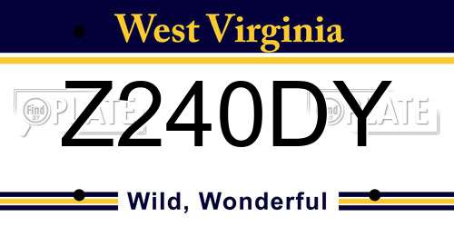 Z240DY West Virginia License Plate